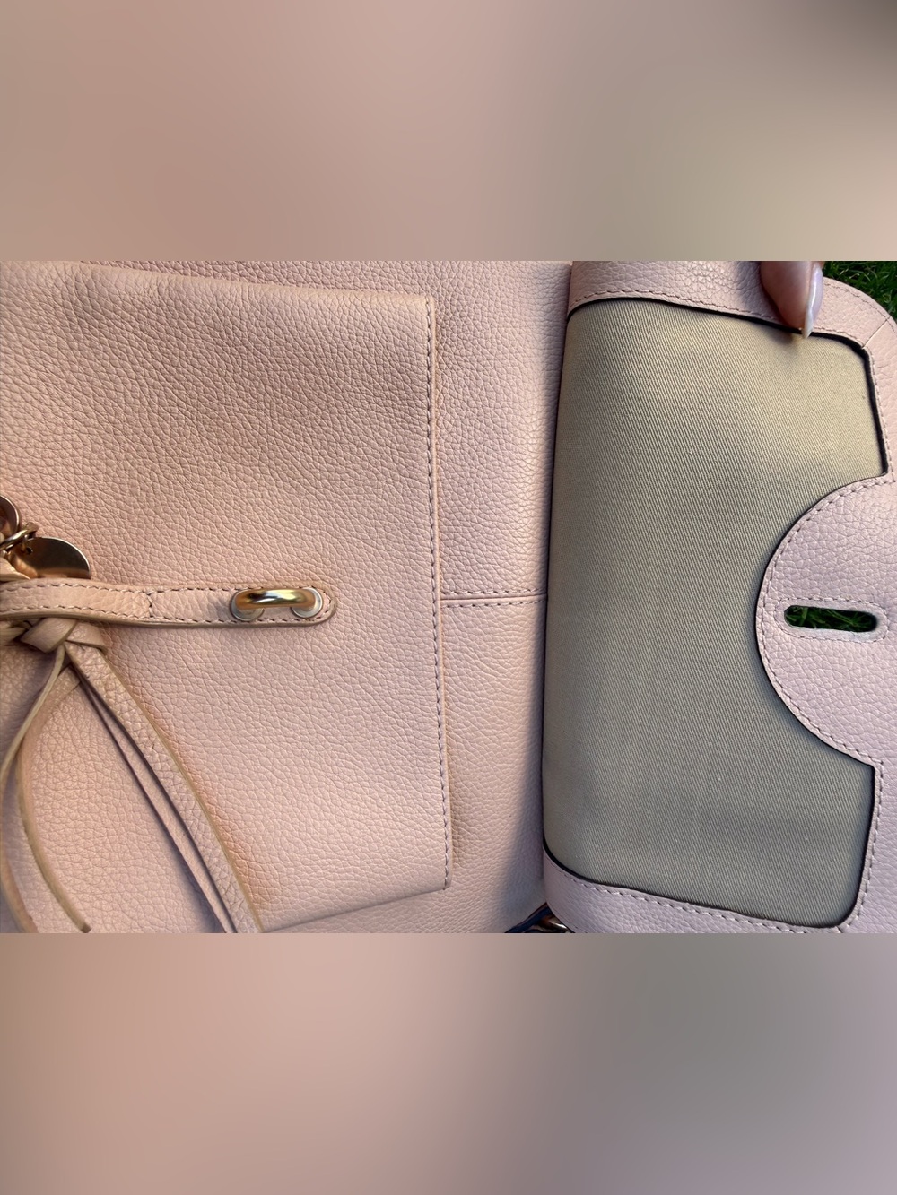 See by Chloe Blush Taupe Joan Suede Pebble Leather Shoulder Crossbody Hobo w/COA - Picture 11 of 13